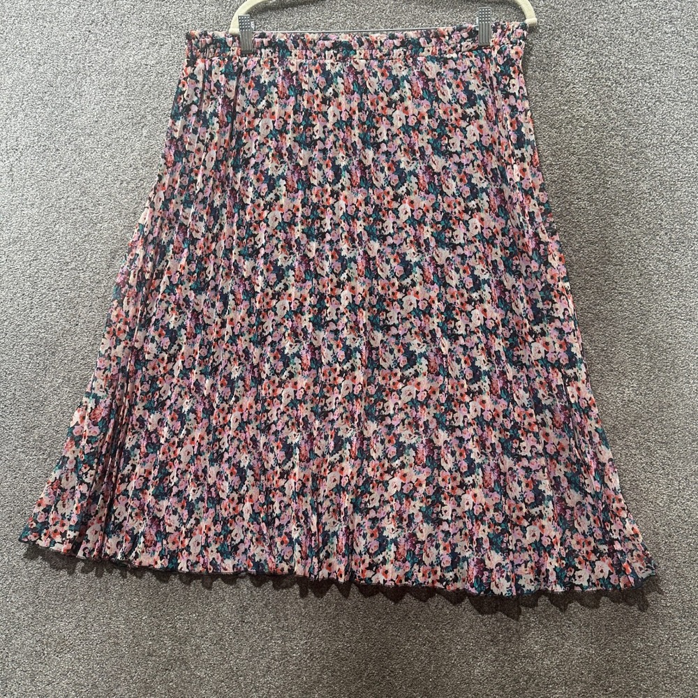 Disney Cinderella Floral Pleated Midi Skirt Womens Large Pull On Comfort Flowy